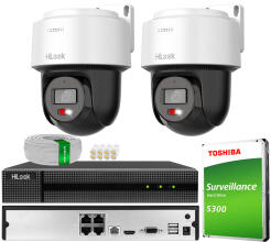 Zestaw do Monitoringu IP 4Mpx, 2 Kamery PTZ-N2C400M-DE Smart Hybrid Light, PoE - HiLook by Hikvision | PTZ-N2C400M-DE(x2) POE KIT