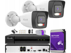 Zestaw do Monitoringu IP 6Mpx 2  Kamery IPCAM-B6-30DL, Hybrid Light, Rejestrator 4ch z PoE, MD 2.0 - HiLook by Hikvision | IPCAM-B6-30DL + NVR-4CH-5MP/4P