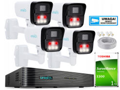 Zestaw do Monitoringu IP 3Mpx 4 Kamery IPC-B213-APF40W, Dual Light, Mikrofon - Uniarch by Uniview | IPC-B213-APF40W + NVR-104E-P4