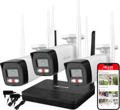 WIFIKIT-B4-4CH + WIFICAM-B4 - Zestaw do monitoringu WiFi EasyLink, 3x Kamera 4Mpx, Rejestrator NVS - HiLook by Hikvision | WIFIKIT-B4-4CH + WIFICAM-B4