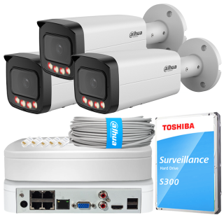Zestaw do Monitoringu IP 12Mpx, 3 Kamery IPC-HFW21249TP-AS-IL-0280B, Dual Light, PoE - DAHUA | IPC-HFW21249TP-AS-IL-0280B(X3) POE KIT