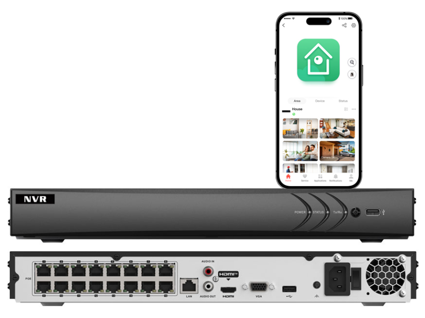 NVR-H616-Q2-16P - Rejestrator IP 16-kanałowy, 16x PoE, do 8MPx, 2x SATA, SMD - Neutral | NVR-H616-Q2-16P