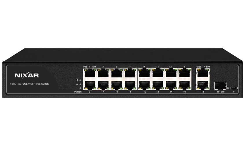 NX-S2600P-16F1G1TC-3 - Switch PoE 16+2, 1x SFP, Uplink 1000Mbps, 300W - NIXAR | 5904035373168