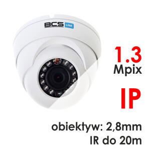 BCS-DMIP1130AIR - Kamera kopułkowa 1,3 Mpix IP 2.8mm IR 20m - BCS