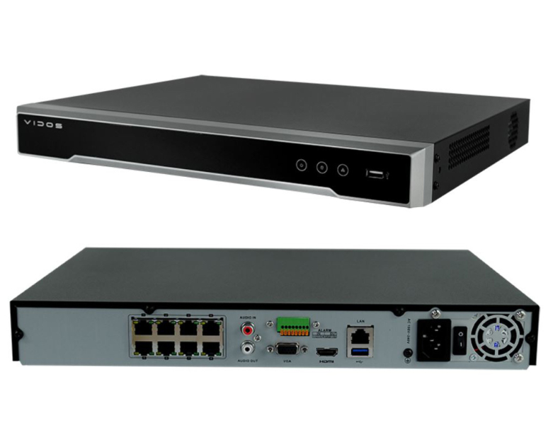 NVR-H2082-P - Rejestrator 8-kanałowy IP, PoE, H265+, 4K - Vidos | 5907281209052