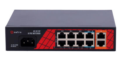 SF-SW1008HIPOE-H-120 - Switch PoE 8+2 Hybrydowe 8x10/100 Mb/s, 120W - Safire | SF-SW1008HIPOE-H-120