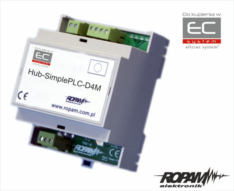Hub-SimplePLC-D4M - Autonomiczny koncentrator sieci SmartPLC dla systemu SimplePLC - Ropam | Hub-SimplePLC-D4M