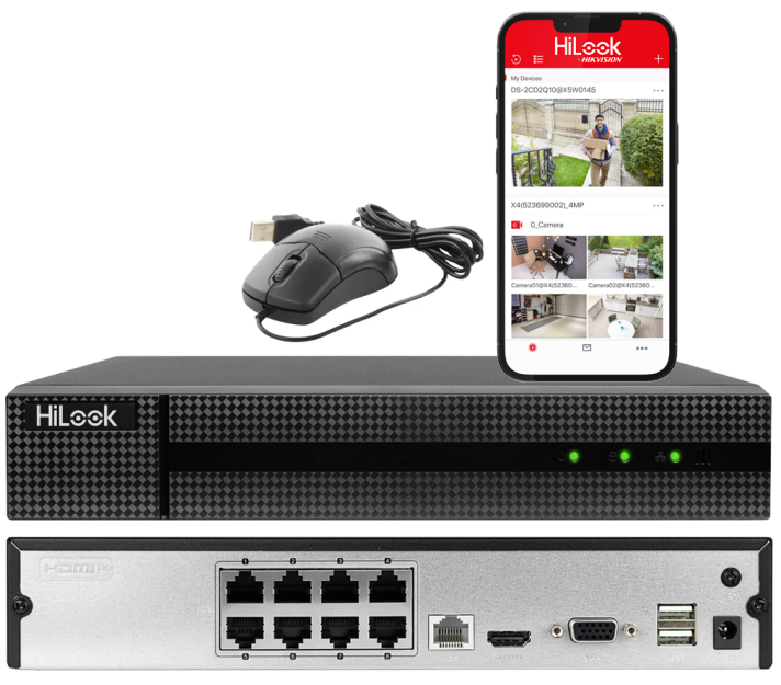 NVR-108MH-D/8P - Rejestrator IP 8-kanałowy, Switch 8xPoE, do 6Mpx - Hilook by Hikvision | 6942160417028