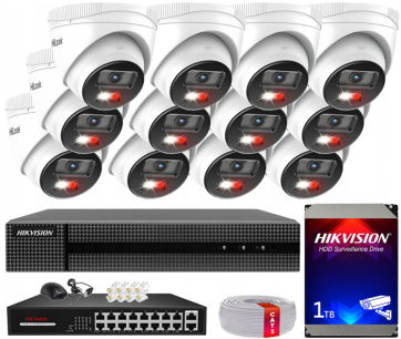 Zestaw do Monitoringu IP 4Mpx 12 Kamer IPCAM-T4-30DL, Hybrid Light, Rejestrator 16ch, MD 2.0 - HiLook by Hikvision | IPCAM-T4-30DL + HWN-4216MH