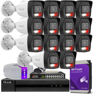 Zestaw do Monitoringu IP 6Mpx, 14 Kamer IPC-B160HA-LU Smart Hybrid Light, PoE - HiLook by Hikvision | IPC-B160HA-LU(x14) POE KIT