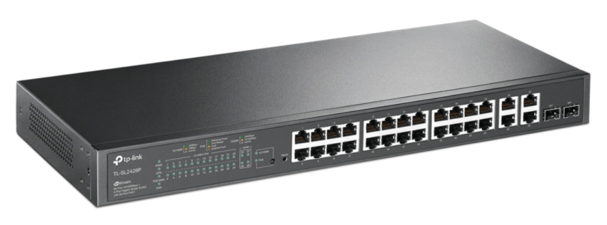SL2428P - Przełącznik Smart JetStream, 24 porty PoE+ 10/100 Mb/s, 4 porty gigabitowe - TP Link | SL2428P