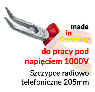 NW141-49 VDE-205 - Szczypce telefoniczne odgięte 205mm izolowane 1000V - NWS | NW141-49VDE-205