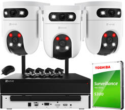 Zestaw Monitoringu WiFi 3Mpx+3Mpx, 3 Kamery Obrotowe H9c 2K, Dual Light + Autotracking, Audio - EZVIZ | H9c 3Mpx+3Mpx (x3) WIFI KIT
