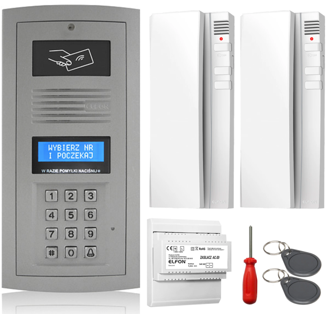Zestaw domofonowy Elfon OPTIMA OP-255R-P + 2x Unifon OP-U7 - ELFON | OP-255R-P + 2x OP-U7