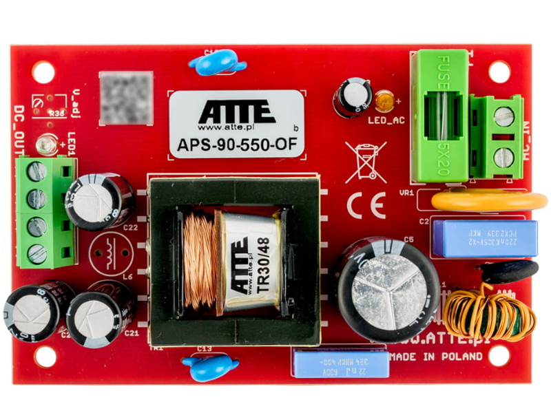 APS-90-550-OF - Zasilacz sieciowy SMPS, 55V, 1,7A, 90W - Atte | 5902143691129