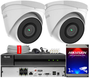 Zestaw do monitoringu IP 5Mpx, 2 Kamery IPC-T250H, PoE, IR30m - HiLook by Hikvision | IPC-T250H(x2) POE KIT