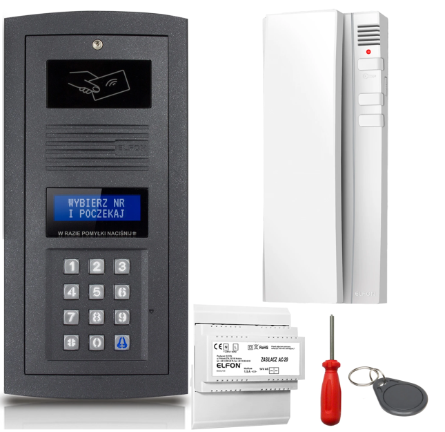 Zestaw domofonowy Elfon OPTIMA OP-255R-G + 1x Unifon OP-U7 - ELFON | OP-255R-G + 1x OP-U7