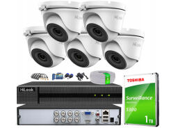 Zestaw do monitoringu TurboHD, 5 kamer 2Mpx, rejestrator 8ch - HiLook by Hikvision | TVICAM-T2M + DVR-8CH-5MP