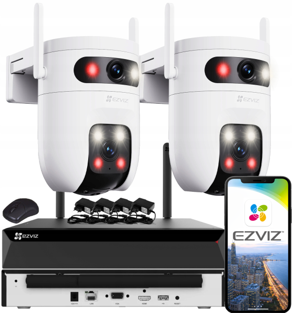 Zestaw Monitoringu WiFi 2x 5Mpx, 2 Kamery Obrotowe C9c 3K, Dual Light + Autotracking, Audio - EZVIZ | C9c 3K (x2) WIFI KIT