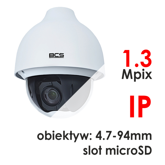 BCS-SDIP2120A - Kamera szybkoobrotowa 1.3 Mpix IP 4.7-94mm microSD - BCS