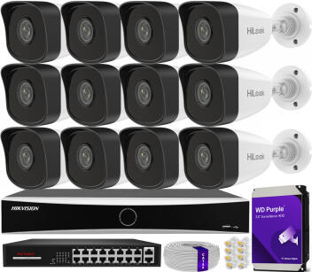 Zestaw do monitoringu IP 5Mpx, 12 Kamer IPC-B150H, PoE, IR30m - HiLook by Hikvision | IPC-B150H (x12) POE KIT