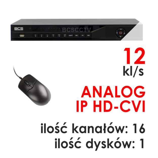 BCS-CVR1601A-III - Rejestrator 16-kanałowy 1080P HD-CVI / ANALOG / IP - BCS