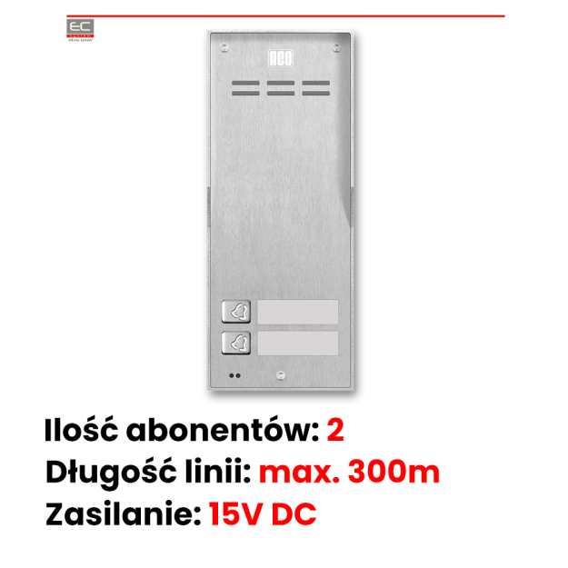 FAM-PRO-A-2NPACC NT - Panel cyfrowy Familio PRO-A z 2 przyciskami, czytnikiem zbliżeniowym, natynkowy, stal nierdzewna - ACO | FAM-PRO-A-2NPACC NT