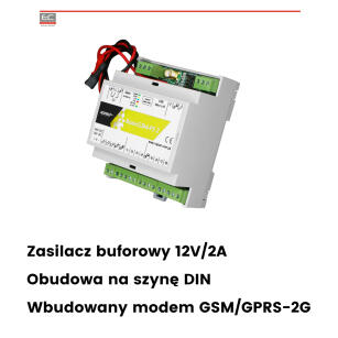 BasicGSM-PS-D4M 2 - Moduł powiadomienia i sterowania GSM, moduł alarmowy, terminal GSM z zasilaczem buforowym i obudową na szynę DIN  - ROPAM | BasicGSM-PS-D4M 2