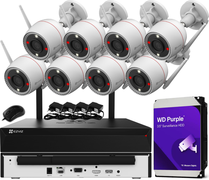 Zestaw Monitoringu WiFi 5Mpx, 8 Kamer zewnętrznych H3c 3K, Dual Light, Audio - EZVIZ | H8c 3K (x8) WIFI KIT