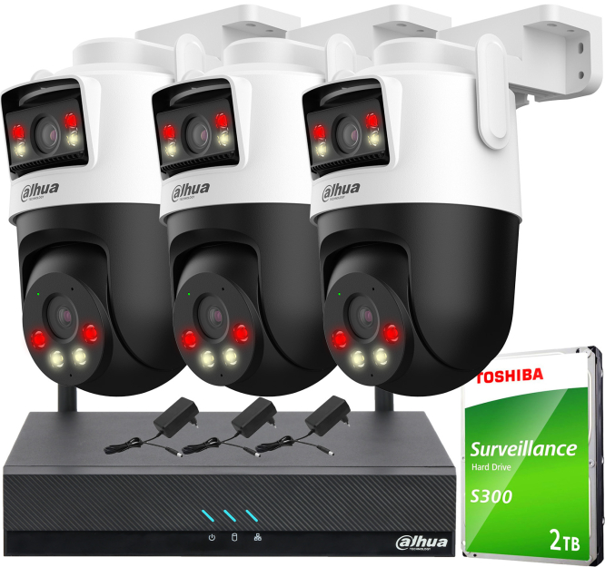 Zestaw do Monitoringu WiFi 2x 5Mpx, 3 Kamery P5D-5F-PV, Dual Light, WiFi - DAHUA | P5D-5F-PV(X3) WiFi KIT