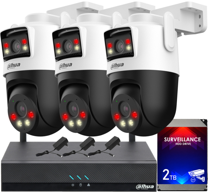 Zestaw do Monitoringu WiFi 2x 5Mpx, 3 Kamery P5D-5F-PV, Dual Light, WiFi - DAHUA | P5D-5F-PV(X3) WiFi KIT