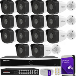 Zestaw do monitoringu IP 5Mpx, 14 Kamer IPC-B150H, PoE, IR30m - HiLook by Hikvision | IPC-B150H (x14) POE KIT