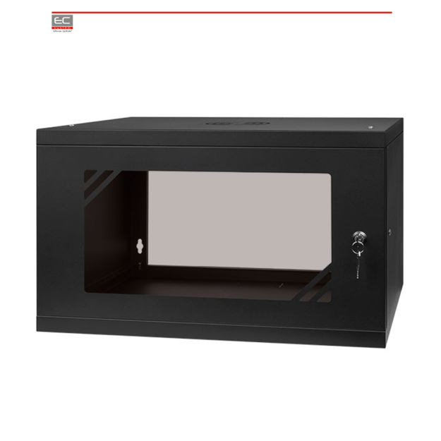 Szafa RACK wisząca, 19'', 6U, 450mm, szklane drzwi - STALFLEX | Szafa RACK wisząca, 19