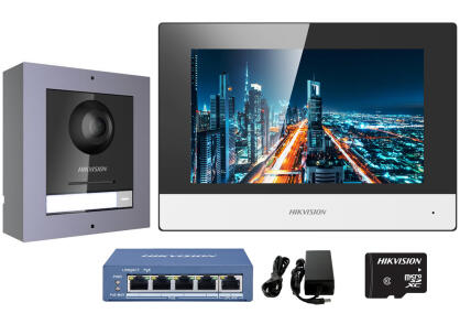 DS-KIS602 - Zestaw wideodomofonowy IP, kamera FishEye, monitor 7" LCD WiFi, PoE - Hikvision | 6941264011637