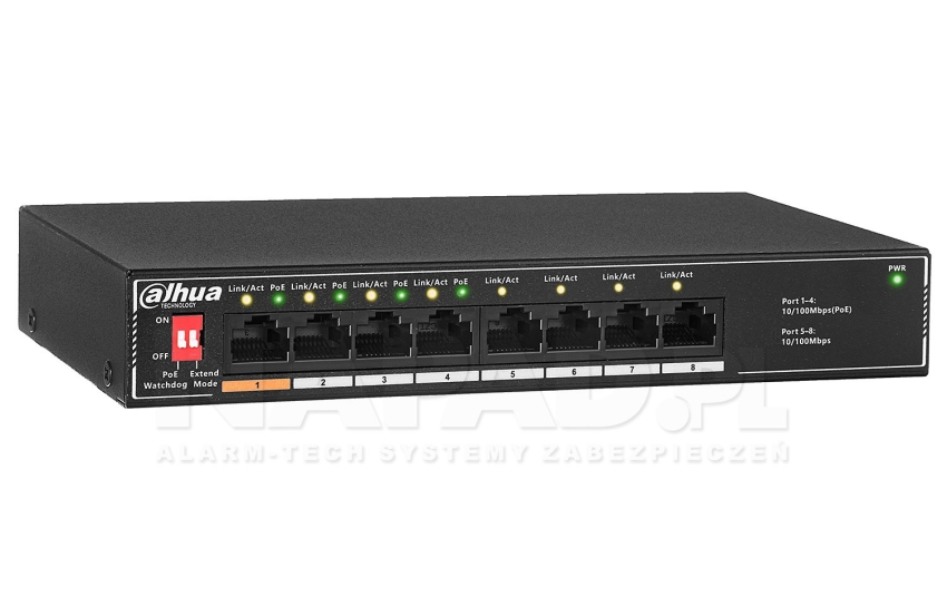 SF1008LP — Switch PoE 8x10/100 Mbps, 1xHiPoE, 60W -DAHUA | SF1008LP