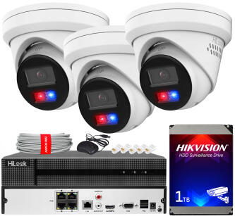 Zestaw do Monitoringu IP 6Mpx, 3 Kamery IPC-T260HAP-LUF/SL Smart Hybrid Light, PoE - HiLook by Hikvision | IPC-T260HAP-LUF/SL(x3) POE KIT