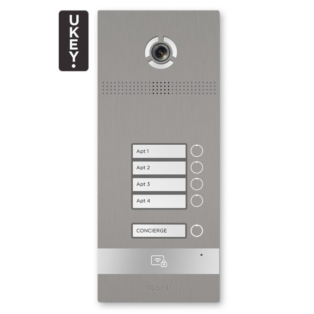 BI-04FB SILVER - Panel bramowy IP, 4-lokatorski, UKEY, SIP 2.0 - BasIP | 5060514913161