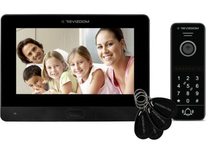RM-T471HD BLACK/RC-411HD-CK - Zestaw wideodomofonowy z czytnikiem RFID oraz klawiaturą numeryczną, analogowy, 2Mpx, WiFi, LAN, microSD - Revizoom | RM-T471HD BLACK/RC-411HD-CK