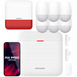 Zestaw alarmowy bezprzewodowy AX PRO, 6x czujka ruchu PIR, syrena, WiFi/3G - Hikvision | AX PRO
