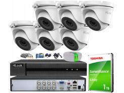 Zestaw do monitoringu TurboHD, 6 kamer 2Mpx, rejestrator 8ch - HiLook by Hikvision | TVICAM-T2M + DVR-8CH-5MP