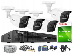 Zestaw do monitoringu TurboHD, 4 kamery 5Mpx, rejestrator 4ch - HiLook by Hikvision | TVICAM-B5M + DVR-4CH-4MP