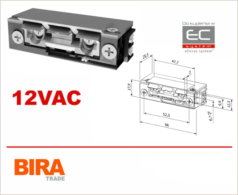 F00UW-C - Elektrozaczep niskoprądowy z blokadą i wyślizgiem, 12-24V AC/DC -  Biratronik | F00UW-C