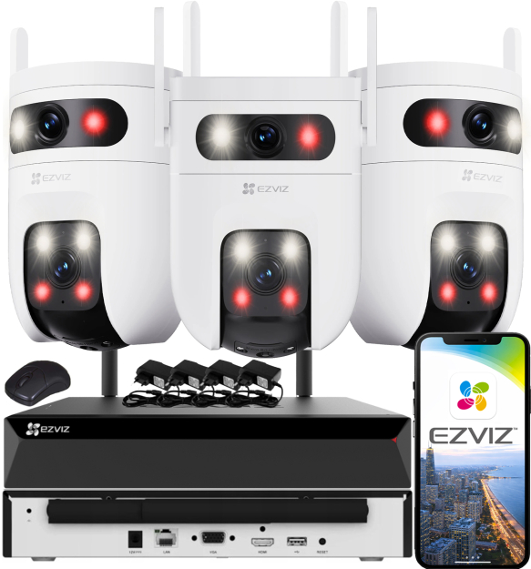 Zestaw Monitoringu WiFi 2x 3Mpx, 3 Kamery Obrotowe C9c 2K, Dual Light + Autotracking, Audio - EZVIZ | C9c 2K (x3) WIFI KIT