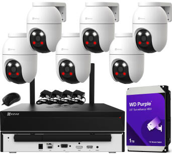 Zestaw Monitoringu WiFi 5Mpx, 6 Kamer Obrotowych C8c 3K, Dual Light + Autotracking, Audio - EZVIZ | C8c 3K (x6) WIFI KIT