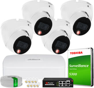 Zestaw do Monitoringu IP 8Mpx, 4 Kamery IPC-HDW1839T-A-IL, Dual Light, PoE - DAHUA | IPC-HDW1839T-A-IL(X4) POE KIT