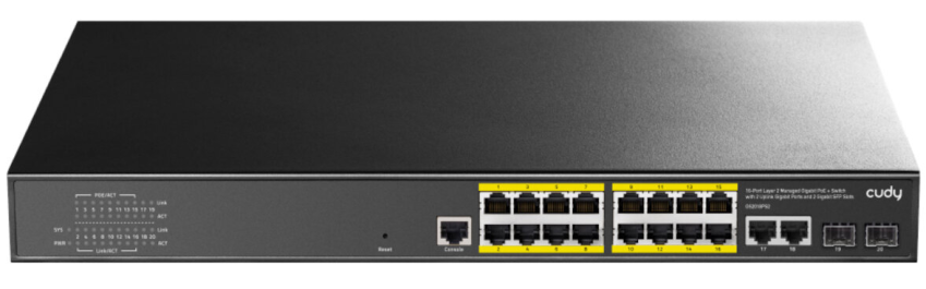 GS2018PS2 - 18-portowy switch Gigabit (16x PoE + 2x SFP) - Cudy | GS2018PS2