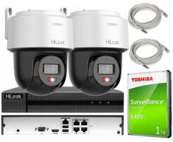 Zestaw do Monitoringu IP 4Mpx 2 Kamery obrotowe PTZ-N4MP-P, Hybrid Light - HiLook by Hikvision | PTZ-N4MP-P + NVR-4CH-4MP/4P