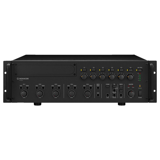 PA-6600 - Wzmacniacz miksujący PA mono 6-strefowy, 600W RMS - MONACOR | PA-6600