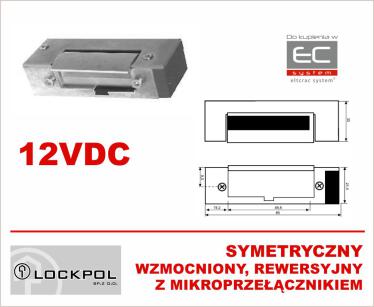 1561-12DC - Elektrozaczep 12VDC symetryczny, rewersyjny z czujnikiem, wzmocniony - Lockpol | 1561-12DC