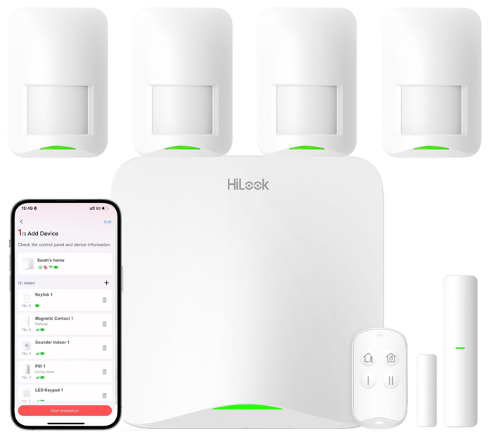 Bezprzewodowy zestaw alarmowy AX Home, 4x czujka PIR, WiFi, 4G/LTE - HiLook by Hikvision | AXHOME-KIT-4PIR
